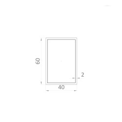 Jokel 60x40x2mm, materiál EN AW-6060 T66, prírodný hliník bez povrchovej úpravy, cena za meter Jokel 60x40x2mm, materiál EN AW-6060 T66, prírodný hliník bez povrchovej úpravy, cena za meter